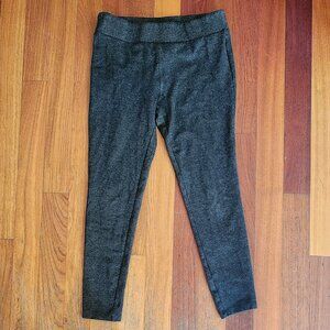 LOFT Dark Gray Herringbone Wide Band Leggings Size Medium